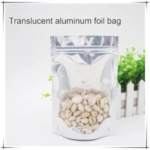 Stand läpikuultava alumiinipussi - Selkeä suljettava alumiininen mylar muovipussin vetoketjullinen tiiviste.